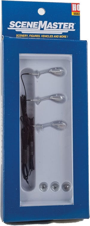 Walthers Scenemasters HO Modern Short Arm Wall Mount Light (3pcs) Walthers SceneMaster TRAINS - HO/OO SCALE