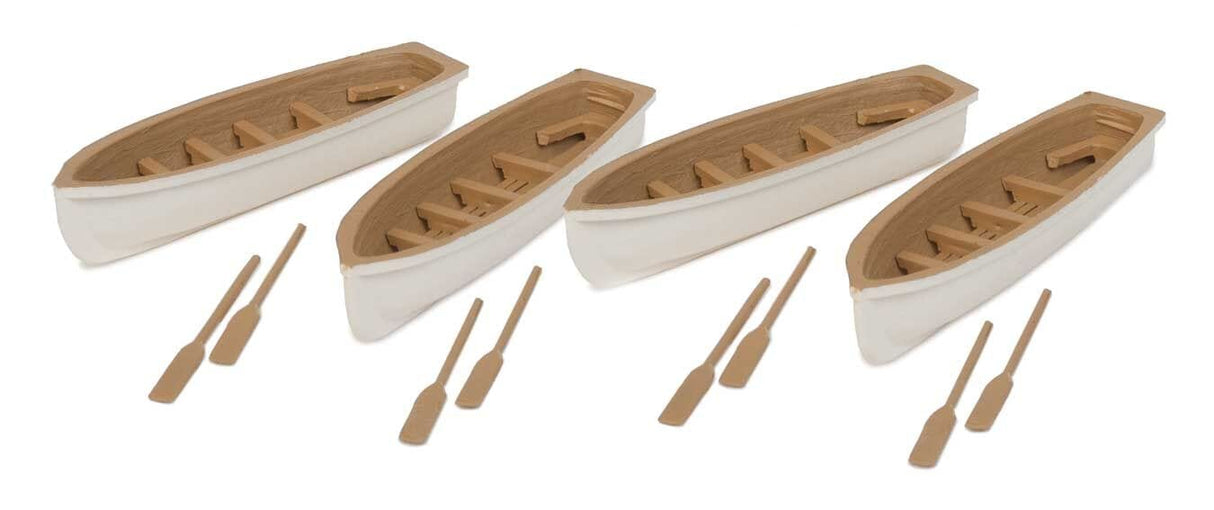 Walthers Scenemasters HO Rowing Boats White/Tan (4) Walthers SceneMaster TRAINS - HO/OO SCALE