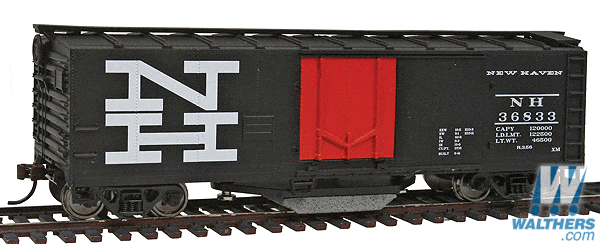 Walthers Trainline HO 40ft Plug-Door Track Cleaning Boxcar - Ready to Run - New Haven (black, orange; Large NH Logo) Walthers Trainline TRAINS - HO/OO SCALE
