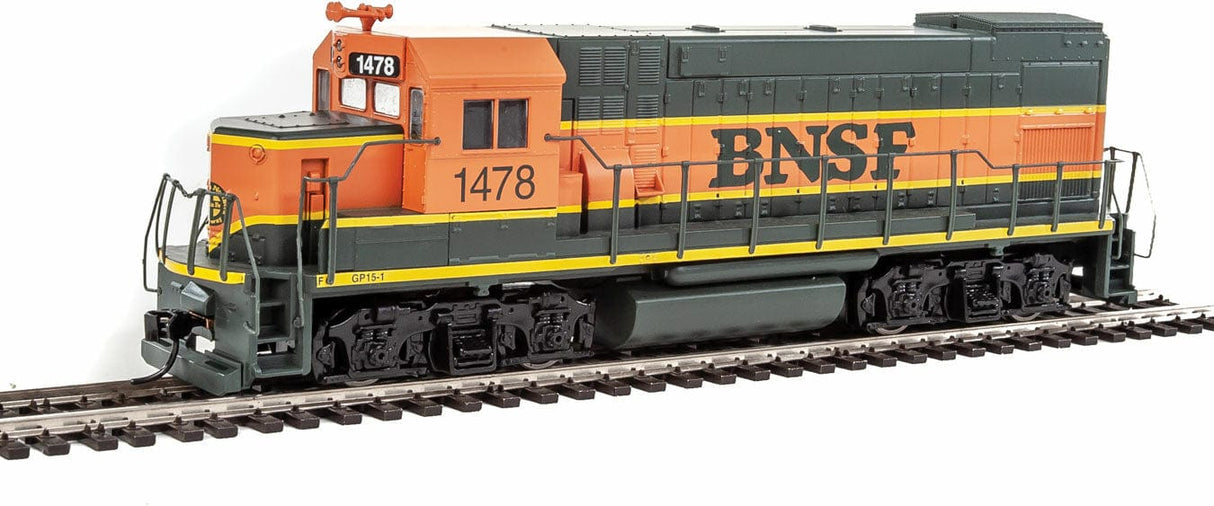 Walthers Trainline HO EMD GP15-1 - Standard DC - Burlington Northern & Santa Fe (green, orange, yellow) - Hobbytech Toys