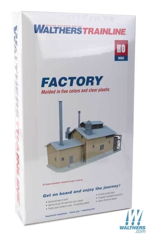 Walthers Trainline HO Factory - Kit - 12 x 5-9/16 x 6-3/8in 30.5 x 14.1 x 16.2cm Walthers Trainline TRAINS - HO/OO SCALE