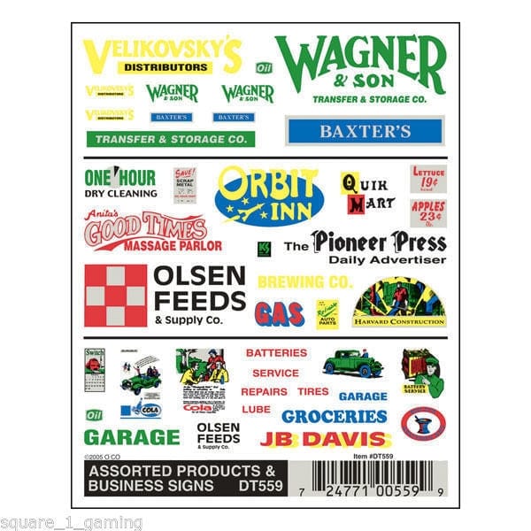 Woodland Scenics Dry Transfer Decals, Business Signs Woodland Scenics TRAINS - SCENERY