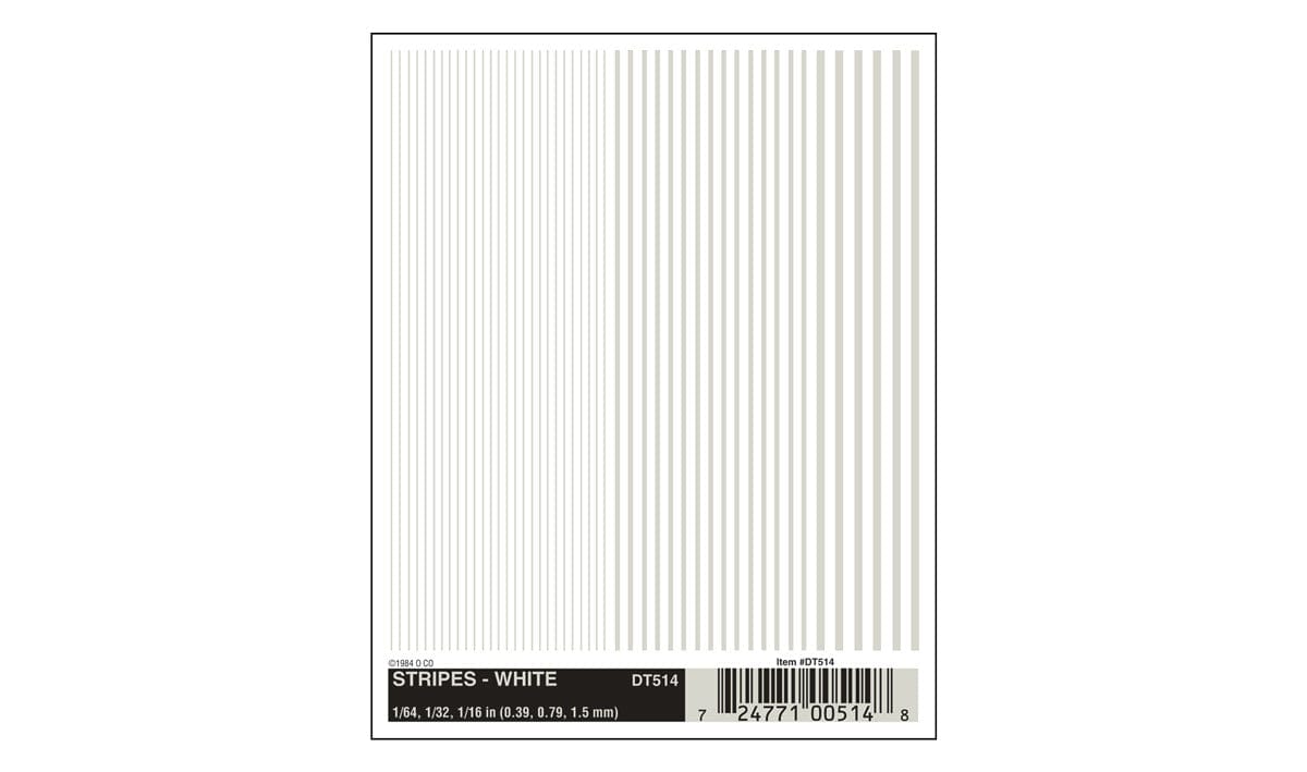 Woodland Scenics Dry Transfer Stripes White Woodland Scenics TRAINS - SCENERY