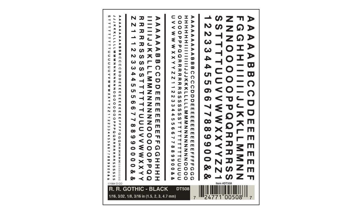 Woodland Scenics Railroad Gothic Letters, Black Woodland Scenics TRAINS - SCENERY