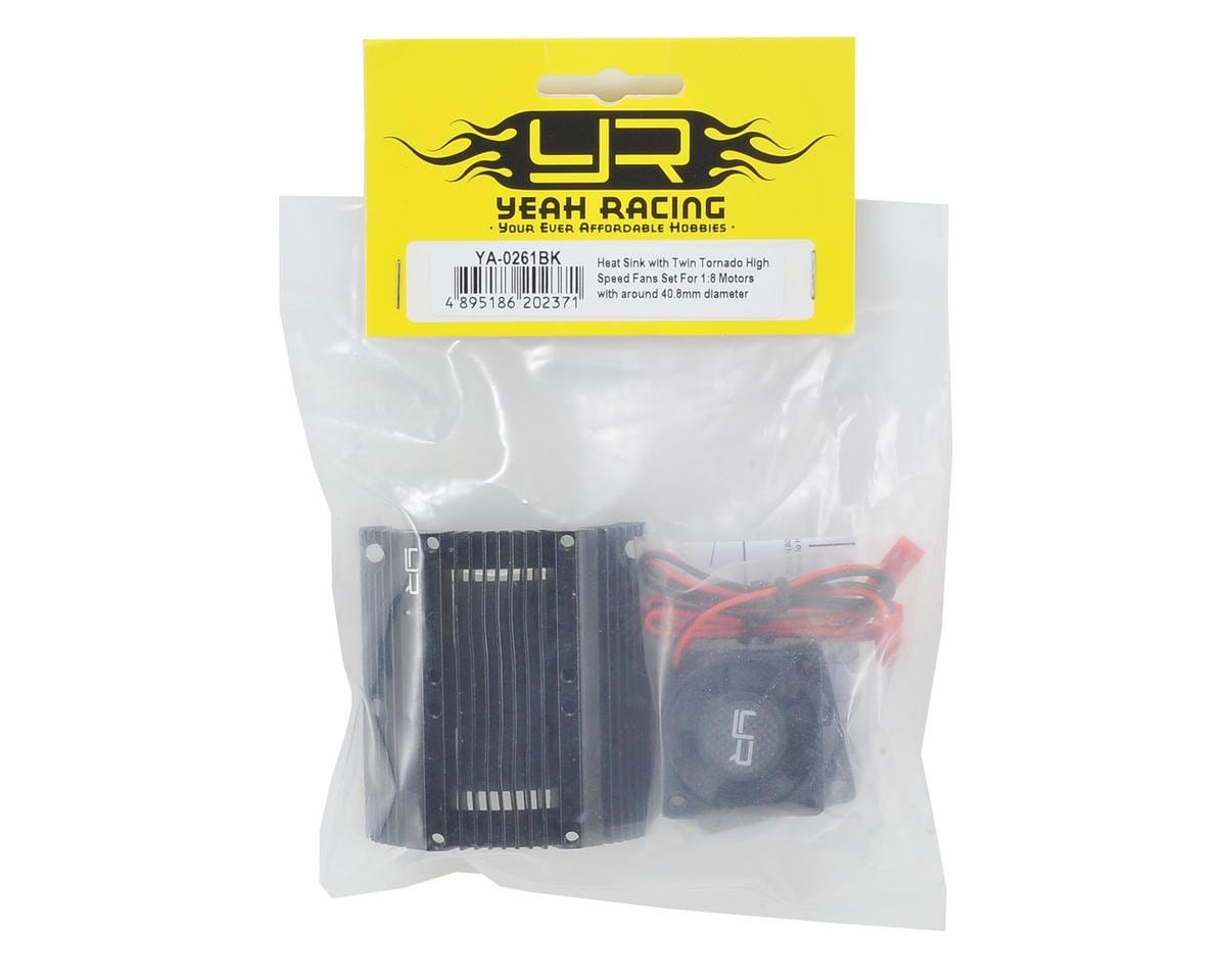 Yeah Racing 1/8 Twin Fan Aluminum Heat Sink w/2 Fans (Black) (40.8mm diameter) - Hobbytech Toys