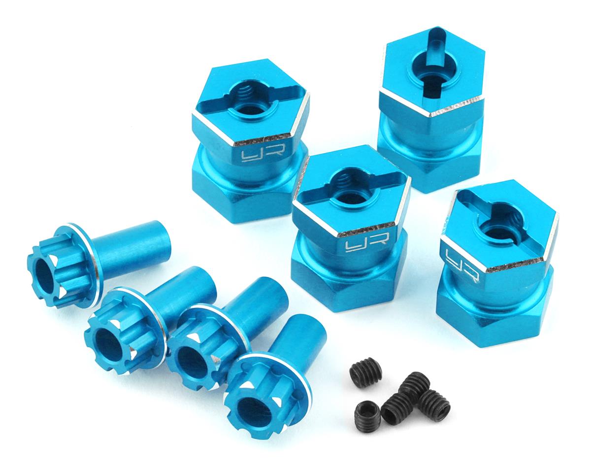 Yeah Racing 12mm Aluminum Hex Adaptors (Blue) (4) (15mm Offset) - Hobbytech Toys