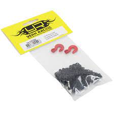 Yeah Racing 96cm 1/10 Crawler Scale Steel Chain Accessory w/Red Hooks (Black) - Hobbytech Toys