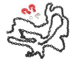 Yeah Racing 96cm 1/10 Crawler Scale Steel Chain Accessory w/Red Hooks (Black) - Hobbytech Toys