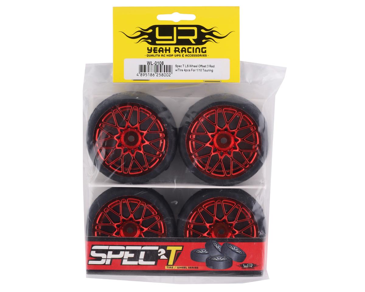 Yeah Racing Spec T Pre-Mounted On-Road Touring Tires w/LS Wheels (Red) (4) - Hobbytech Toys