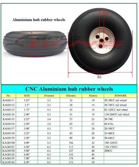 Kuza 1.5In Alloy Hub Rubber Wheels 2Pcs Kuza RC PLANES - PARTS