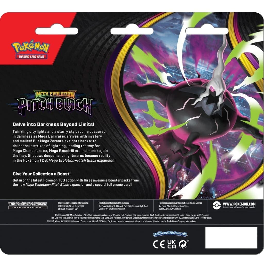 Pokemon TCG Mega Evolutions 5 Pitch Black Three Booster Blister