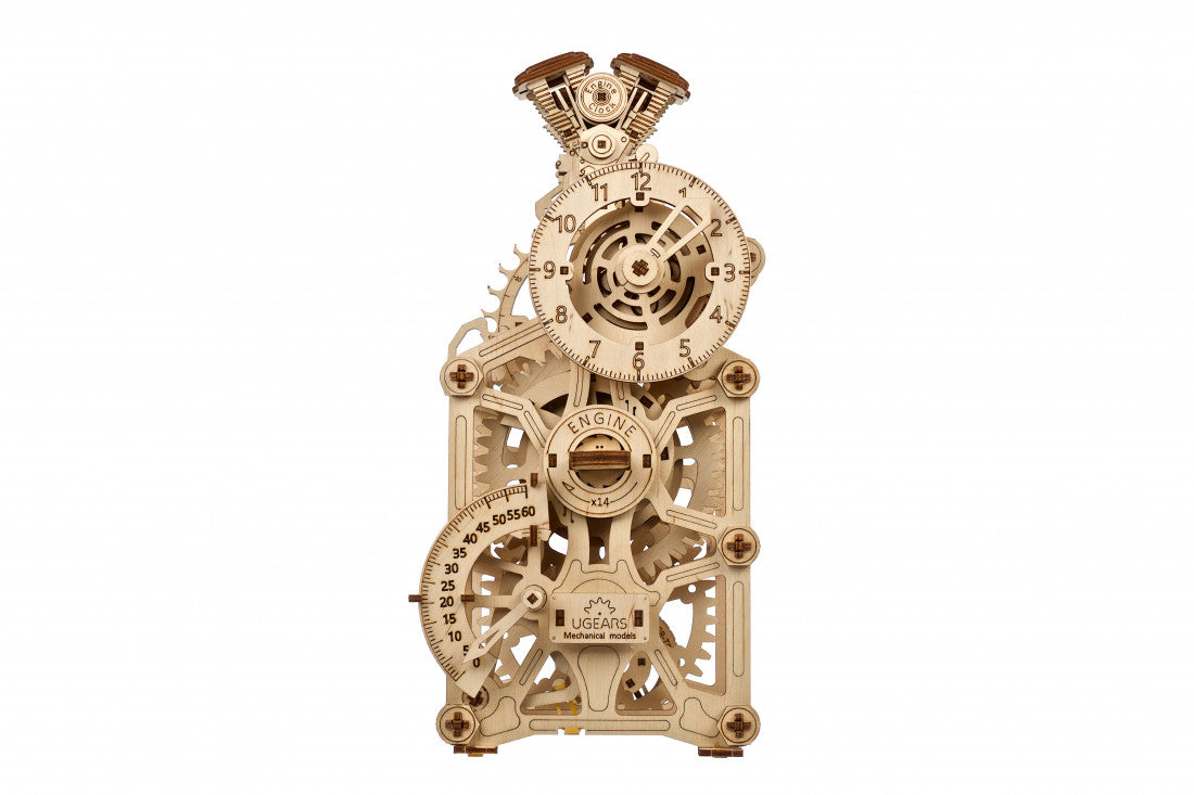 Ugears 70217 Engine Clock Wooden Model Kit - Hobbytech Toys