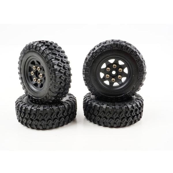 Hobby Details SCX24 Wheel And Tyre Set 49mm Black (4pcs) - Hobbytech Toys