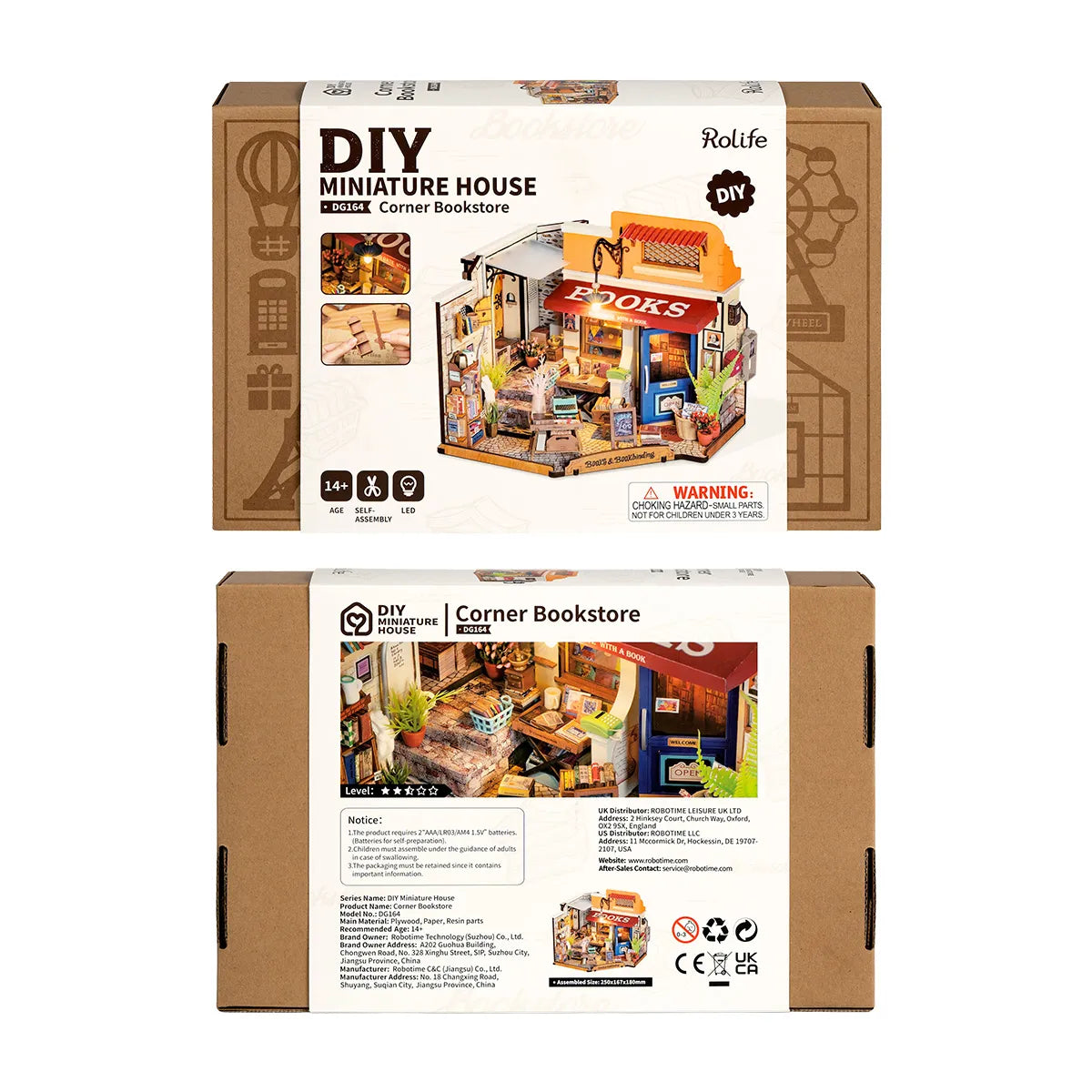 Rolife Corner Bookstore DIY Miniature House Kit DG164