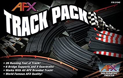 High-quality AFX 21045 Track Pack with 25 feet of racing track, 6 bridge supports, and 8 guard rails, all designed for the renowned AFX slot car system.
