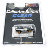 Detailed AFX Collector Series Clear Slot Car showcased on a clear plastic packaging. The black and gold car features the number 2 and is part of the AFX MRC Race System.