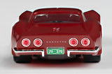 Sleek red 1970 Corvette LT1 slot car by AFX, featuring detailed tail lights and rear license plate.
