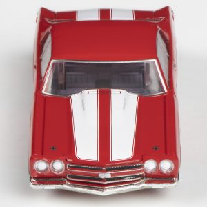 Iconic 1970 Chevelle 454 in vibrant red, ready for high-speed racing on the slot car track.