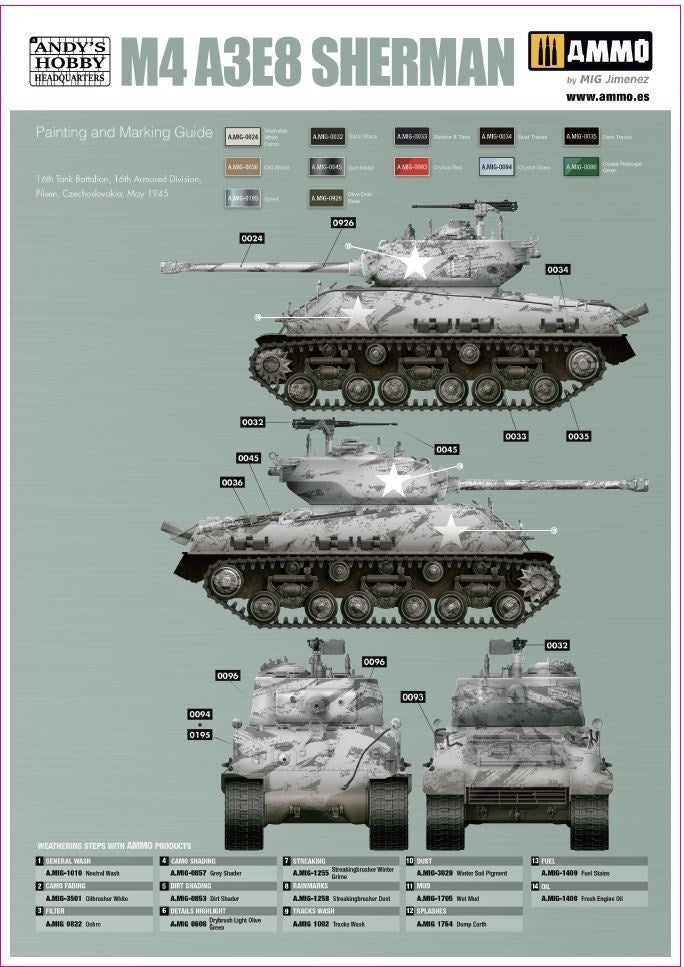 Andys Hobby HQ 1/16 M4A3E8 Sherman Easy Eight w/ figure [AHHQ-001] - Hobbytech Toys