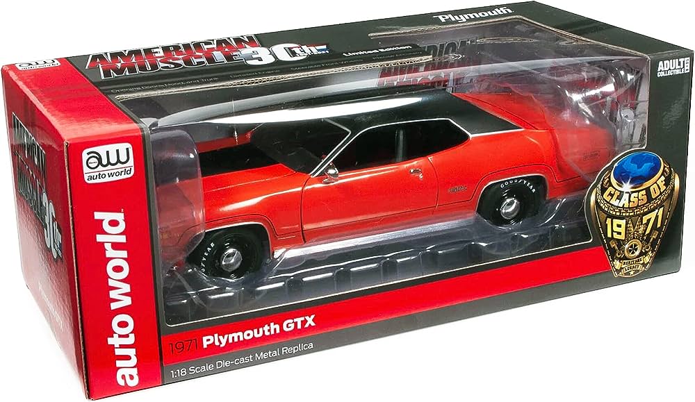 AutoWorld 1/18 1971 Plymouth GTX Hard Top Diecast Model - Hobbytech Toys