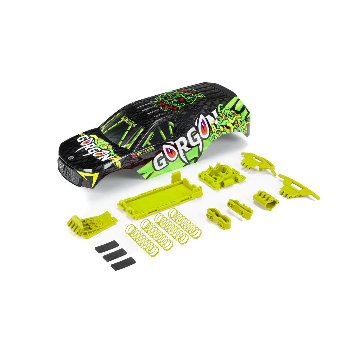 Arrma 402349 GORGON Body Set, Fluoro Yellow, Gorgon - Hobbytech Toys