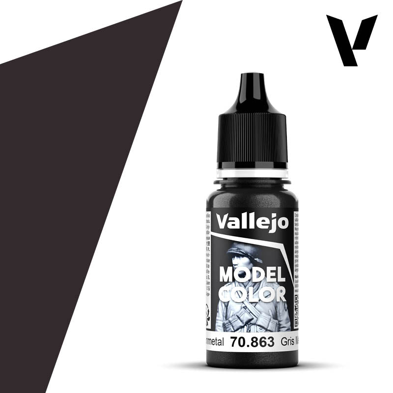 Vallejo Model Color: #198 - Gunmetal - 18 ml Metallic Acrylic Paint