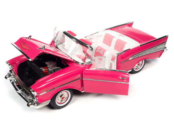 Autoworld 1/18 Barbie 1957 Pink Chevy Convertible Diecast Model - Hobbytech Toys