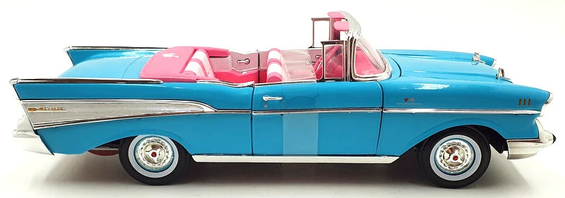 Autoworld 1/18 Barbie Aqua 1957 Chevy Convertible Diecast Model - Hobbytech Toys