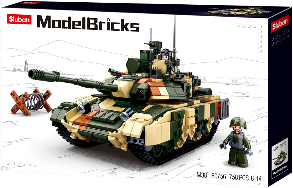 Sluban 0756 T90MS Battle Tank - 758pc Kit - Hobbytech Toys