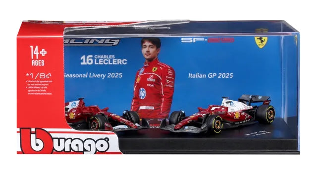 Bburago 1/64 2025 Scuderia Ferrari SF-25 - Leclerc #16 Twin Pack in Showcase Diecast Model