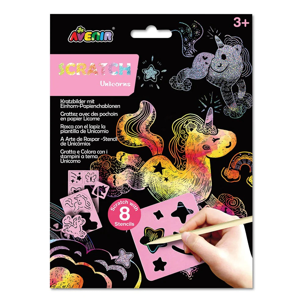 Avenir - Scratch & Stencil - Unicorns - Hobbytech Toys