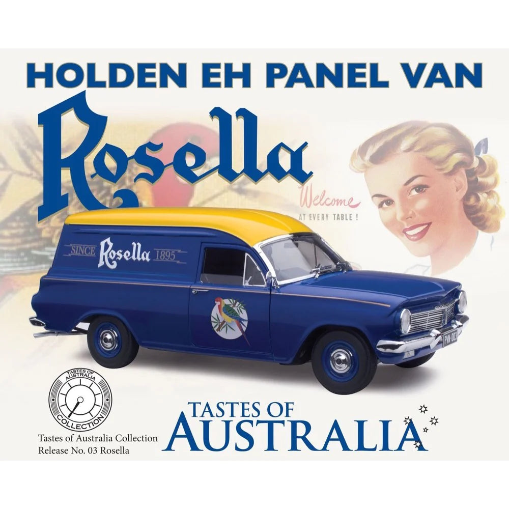 Classic Carlectables 18735 1/18 Holden EH Panel Van Tastes of Australia Collection No.3 Rosella - Hobbytech Toys