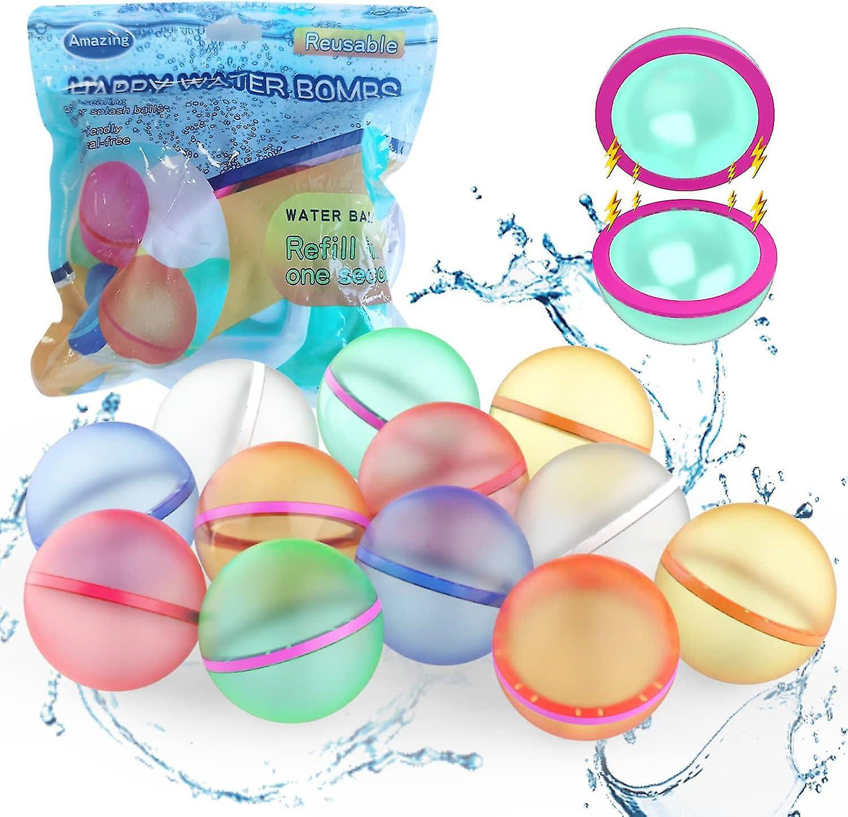 Re-Usable Water Bombs - 12 Pack - Hobbytech Toys