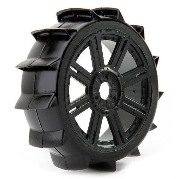 Fastrax 1/8 Buggy Paddle Tyres On 8 Spoke Black Rims (2pcs) - Hobbytech Toys