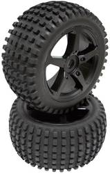 Fastrax 1/8 Truggy Rock Block Tyres On 5 Spoke Black Rims (2pcs) - Hobbytech Toys
