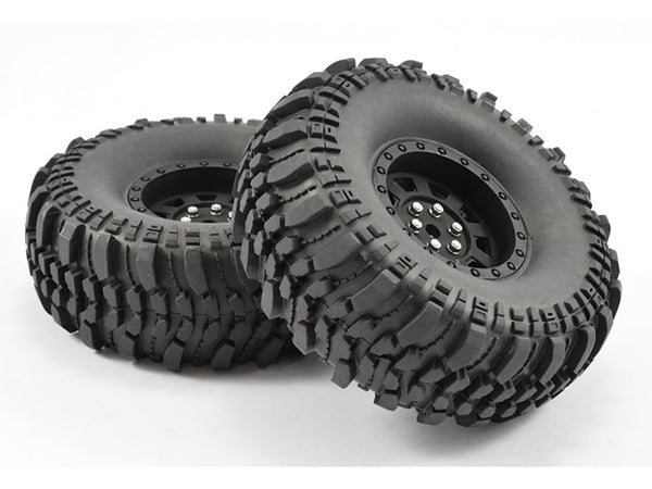 Fastrax 1/10 Rocko 1.9 Crawler Tyres On Black Rims (2pcs) - Hobbytech Toys