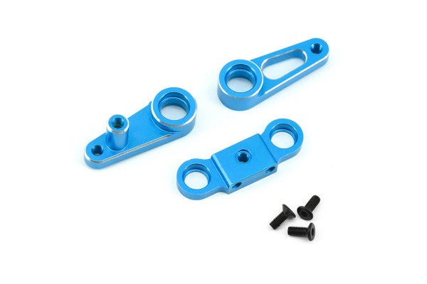 Fastrax Tamiya BBX BB-01 Blue Aluminium Steering Bellcrank Set - Hobbytech Toys