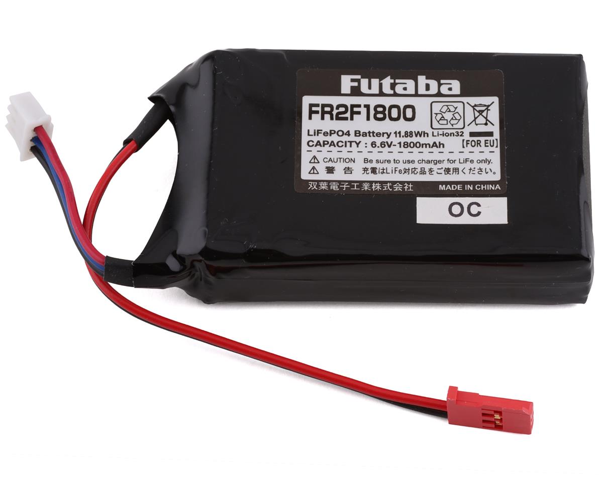 Futaba 2S 6.6v 1800mah LiFe Flat Receiver Battery Pack, placed against a white background.
