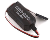 Compact GPS telemetry sensor. Futaba SBS-02G GPS Telemetry Sensor v2.0 in black housing with red and black wiring.