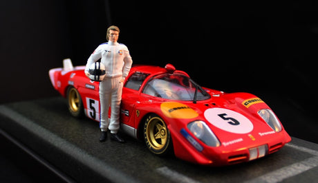Fly Slot E2055 Ferrari 512S Making of Le Mans with Steve Mcqueen Figure - Hobbytech Toys