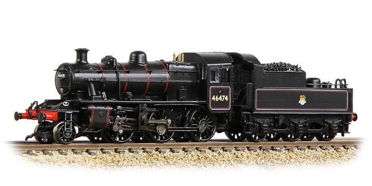 Graham Farish 372-626B N Scale LMS Ivatt 2MT 46474 BR Lined Black (Early Emblem) - Hobbytech Toys
