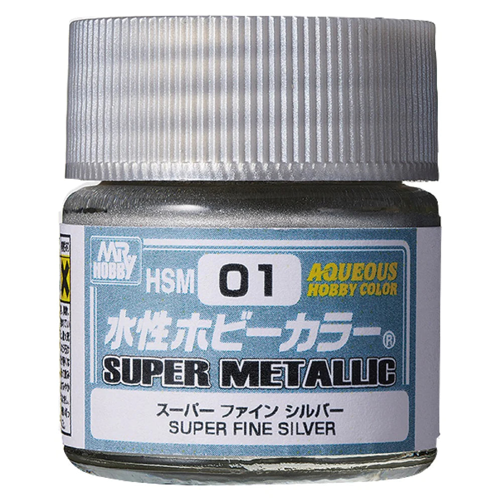 Mr Hobby HSM01 Aqueous Super Metallic Super Fine Silver 10ml - Hobbytech Toys