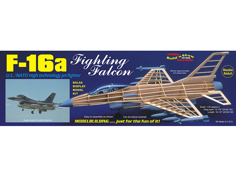 Guillows F-16 Fighting Falcon Balsa Plane Model Kit - Hobbytech Toys