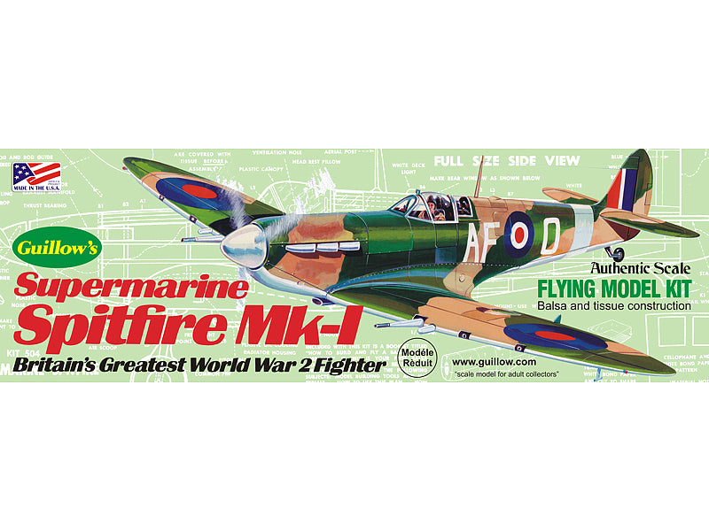 Guillows Spitfire Balsa Plane Model Kit - Hobbytech Toys