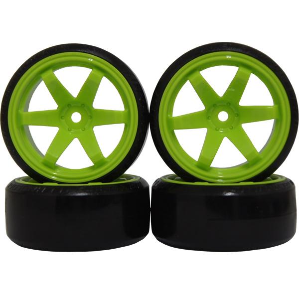 Hobby Details 1/10 Drift Car Wheel Set - Green (4pcs) - Hobbytech Toys