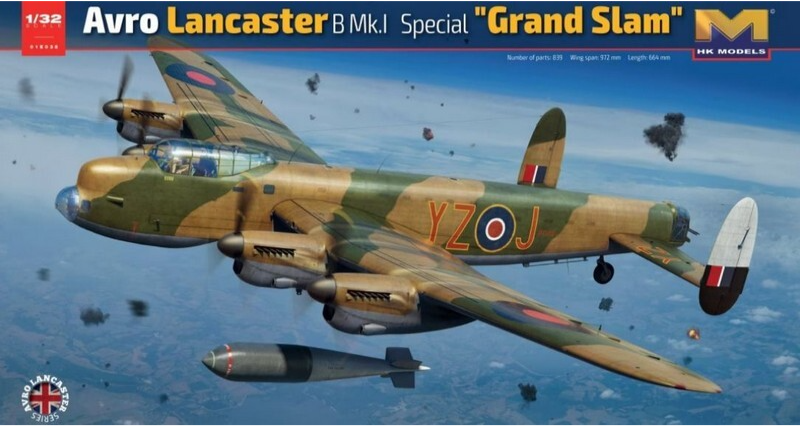 Detailed Avro Lancaster B Mk.I "Grand Slam" aircraft model by Hong Kong Models, featuring precise camouflage pattern and wartime accessories.