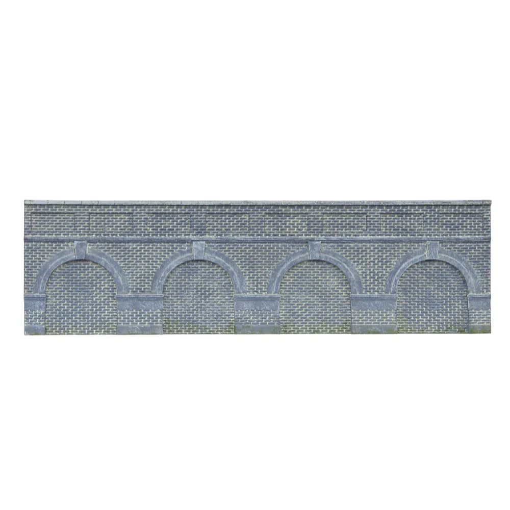 Hornby R7389 OO Scale Low Level Arched Retaining Walls - Engineers Blue Brick (2pcs) - Hobbytech Toys