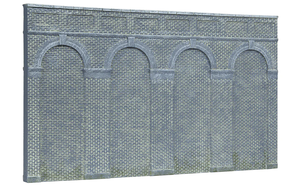 Hornby R7373 OO Scale High Level Arched Retaining Walls X 2 (Engineers Blue Brick) - Hobbytech Toys