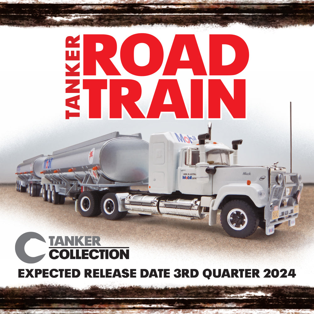 Highway Replicas 1/64 Tanker Road Train Mobil – Features Prime Mover, Dolly and 2x Tanker Trailers [12028]