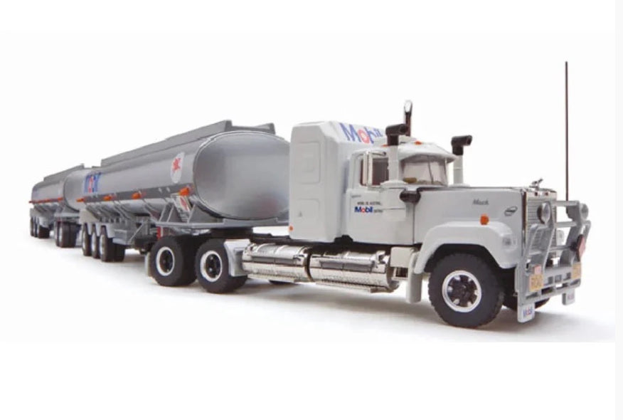 Highway Replicas 1/64 Tanker Road Train Mobil – Features Prime Mover, Dolly and 2x Tanker Trailers [12028]